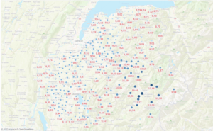 Carte de la pollution aux PM2.5 en Haute-Savoie